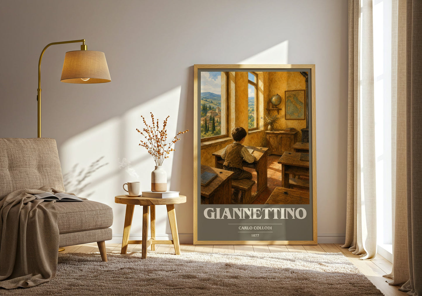 Giannettino book cover print on bookshelf – Carlo Collodi fan gift