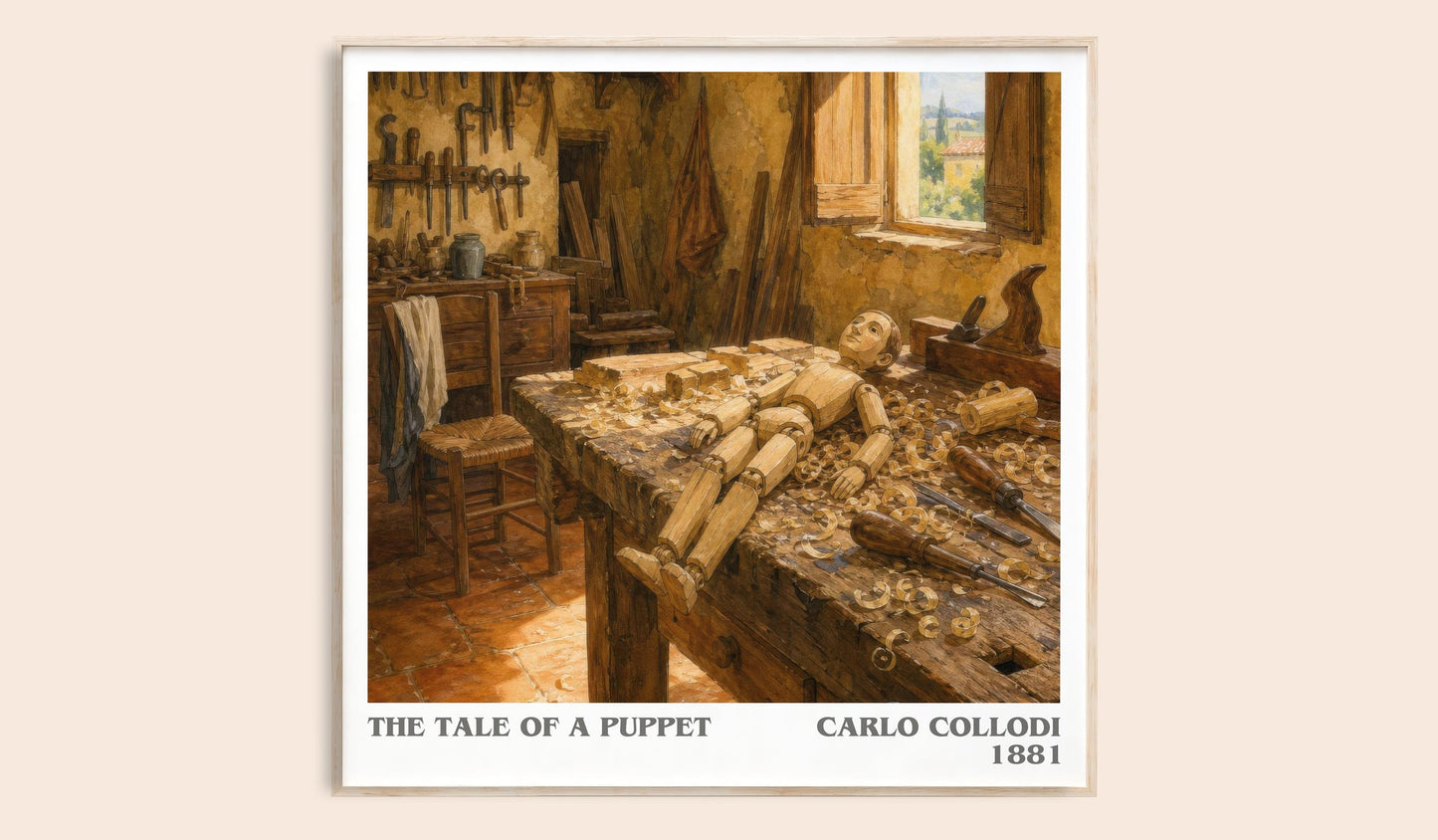 The Tale Of A Puppet literary book poster by Carlo Collodi – framed literary art print