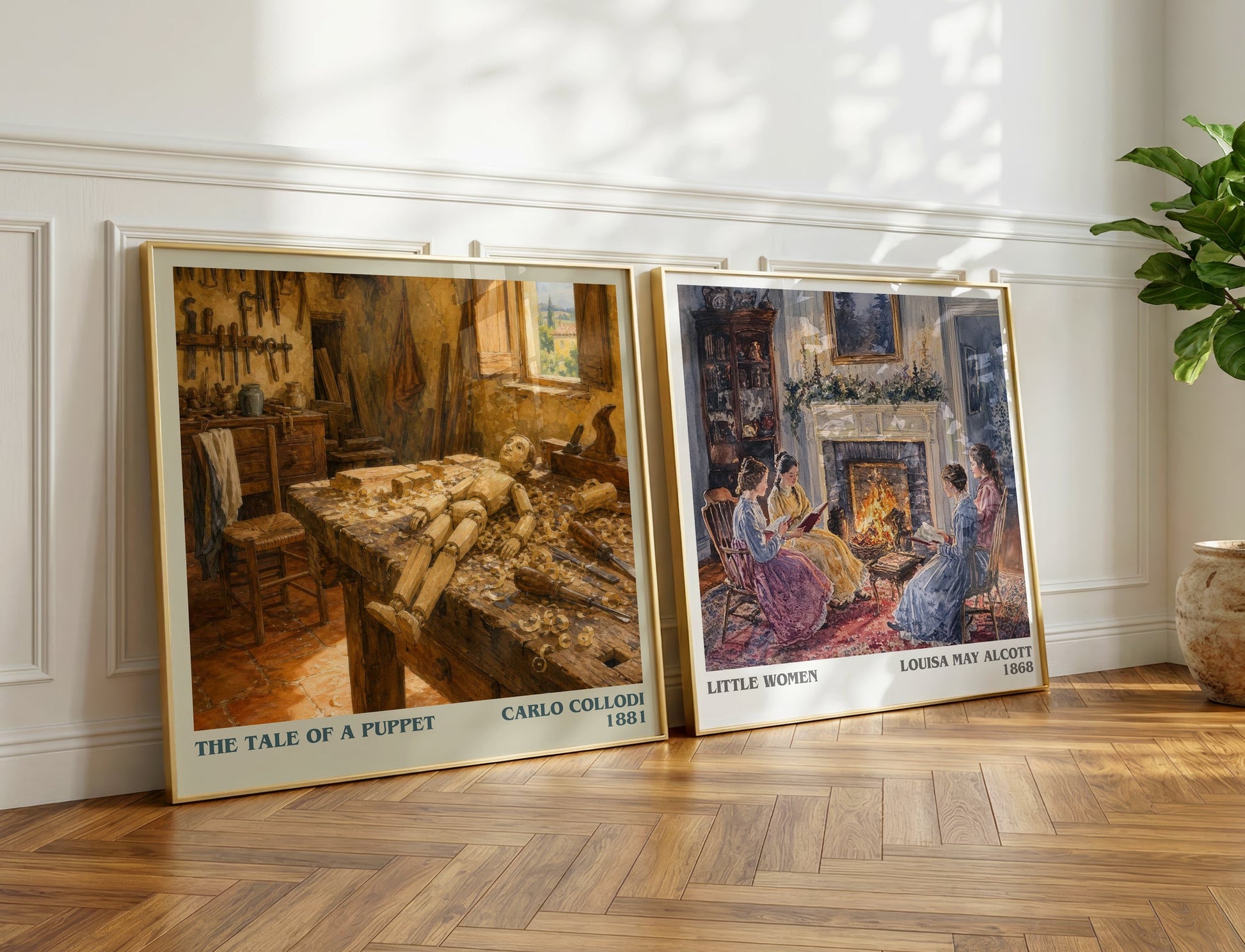 The Tale Of A Puppet literary print on bookshelf – Carlo Collodi fan gift