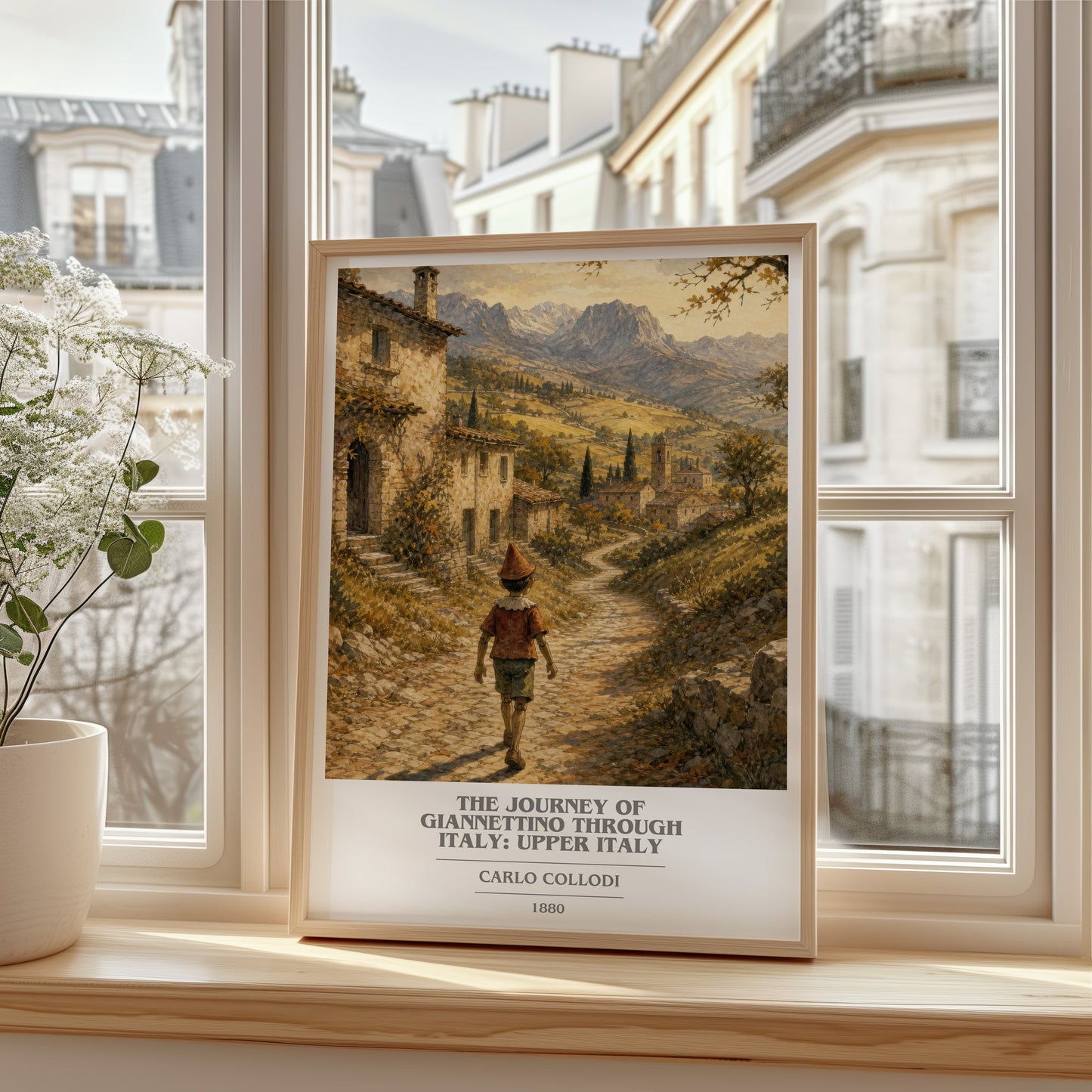 The Journey Of Giannettino Through Italy: Upper Italy book cover poster colour and style options – Carlo Collodi book art