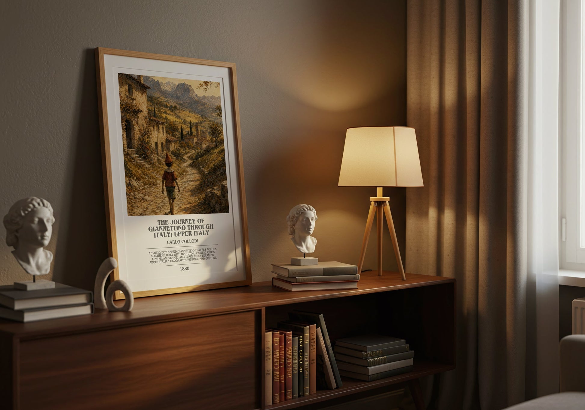 The Journey Of Giannettino Through Italy: Upper Italy bookish book poster framed on wall – childrens wall art
