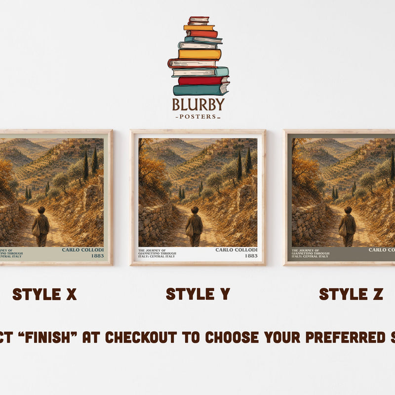 The Journey Of Giannettino Through Italy: Central Italy literary print in frame leaning in hallway – childrens wall art