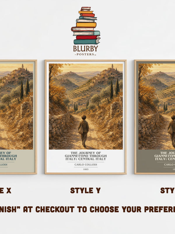 The Journey Of Giannettino Through Italy: Central Italy book cover print in frame leaning in hallway – childrens wall art
