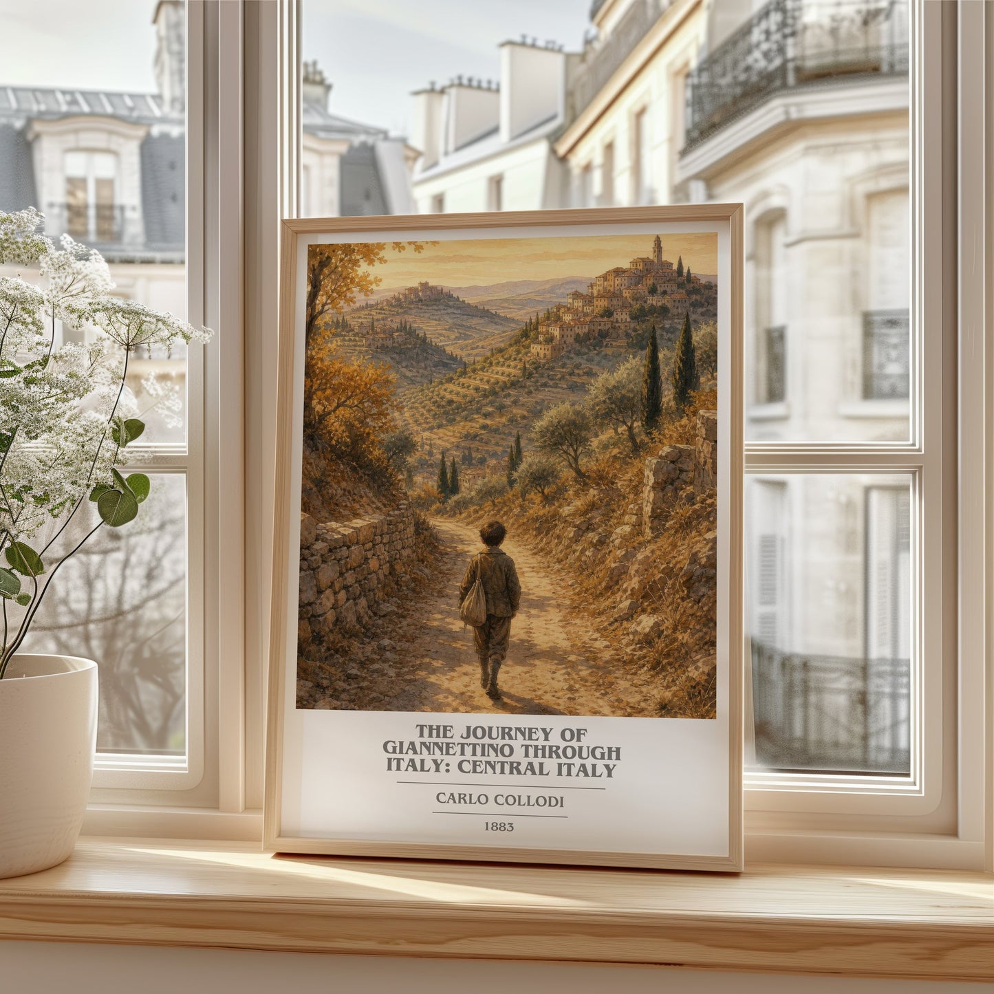 The Journey Of Giannettino Through Italy: Central Italy book cover poster colour and style options – Carlo Collodi book art