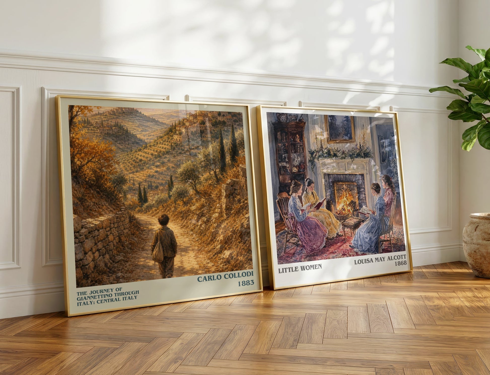 The Journey Of Giannettino Through Italy: Central Italy literary print on bookshelf – Carlo Collodi fan gift