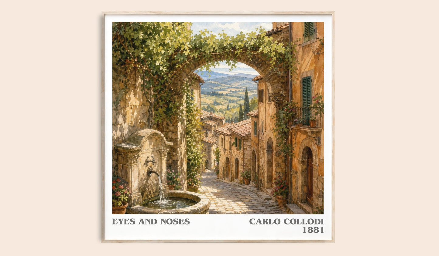Eyes And Noses literary book poster by Carlo Collodi – framed literary art print