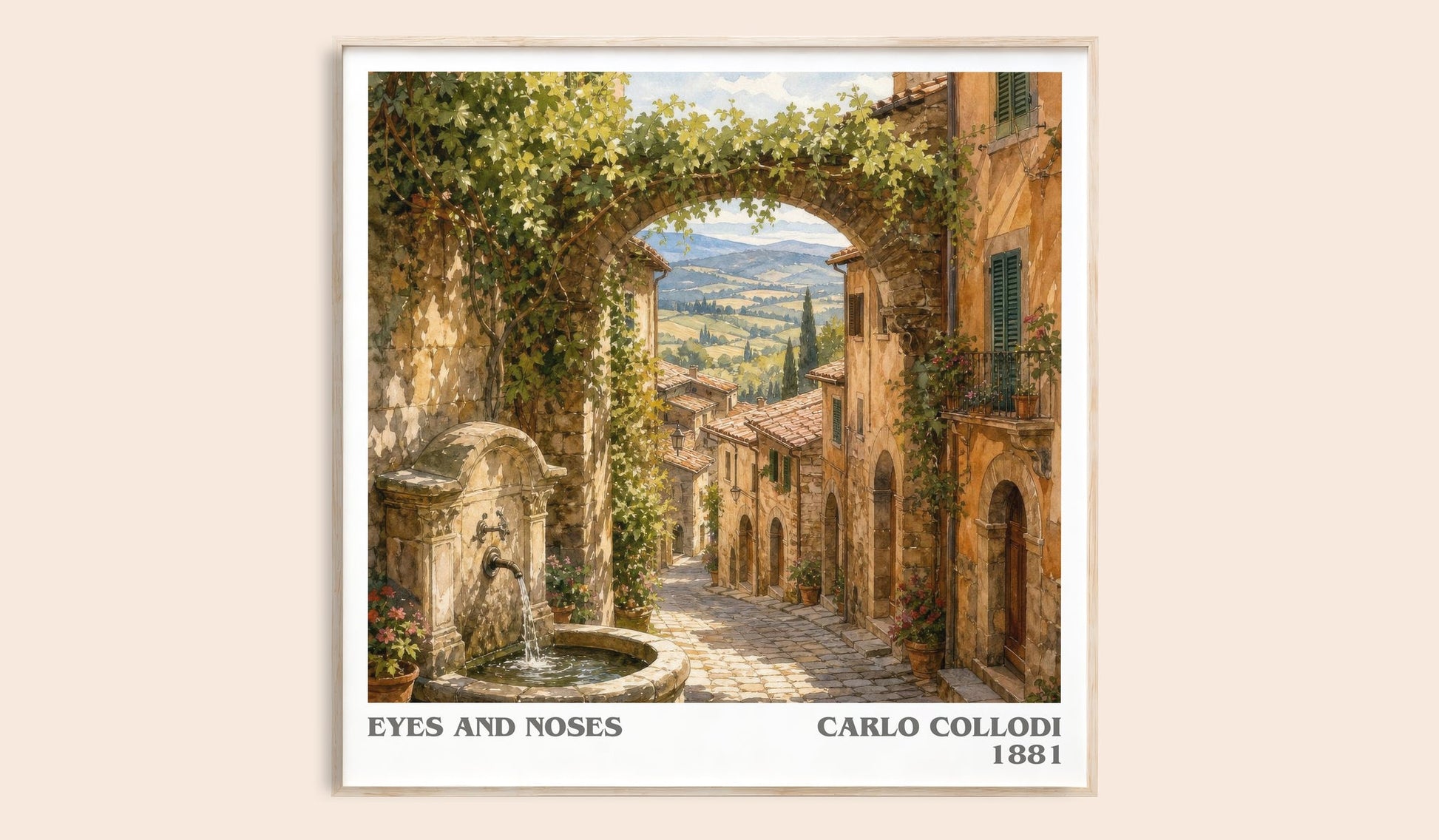 Eyes And Noses literary book poster by Carlo Collodi – framed literary art print