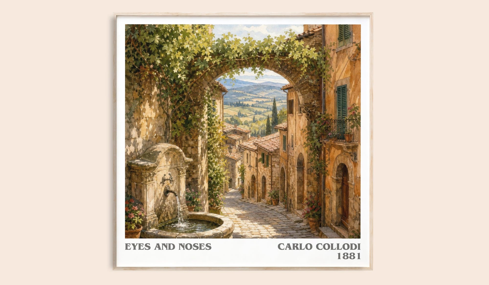 Eyes And Noses literary book poster by Carlo Collodi – framed literary art print