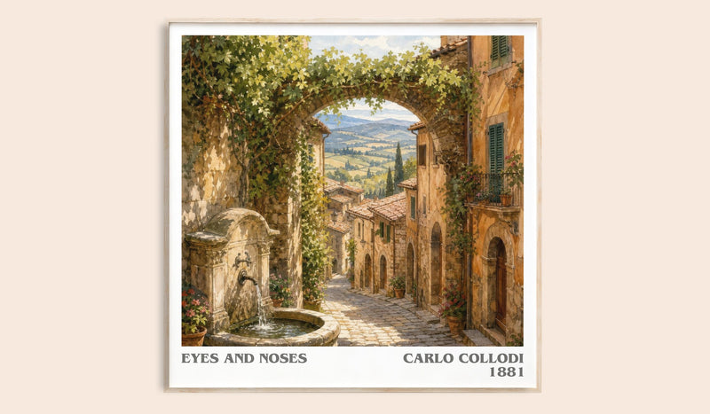 Eyes And Noses literary book poster by Carlo Collodi – framed literary art print