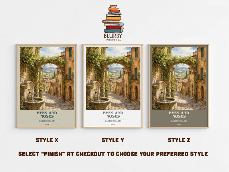 Eyes And Noses book cover print in frame leaning in hallway – childrens wall art