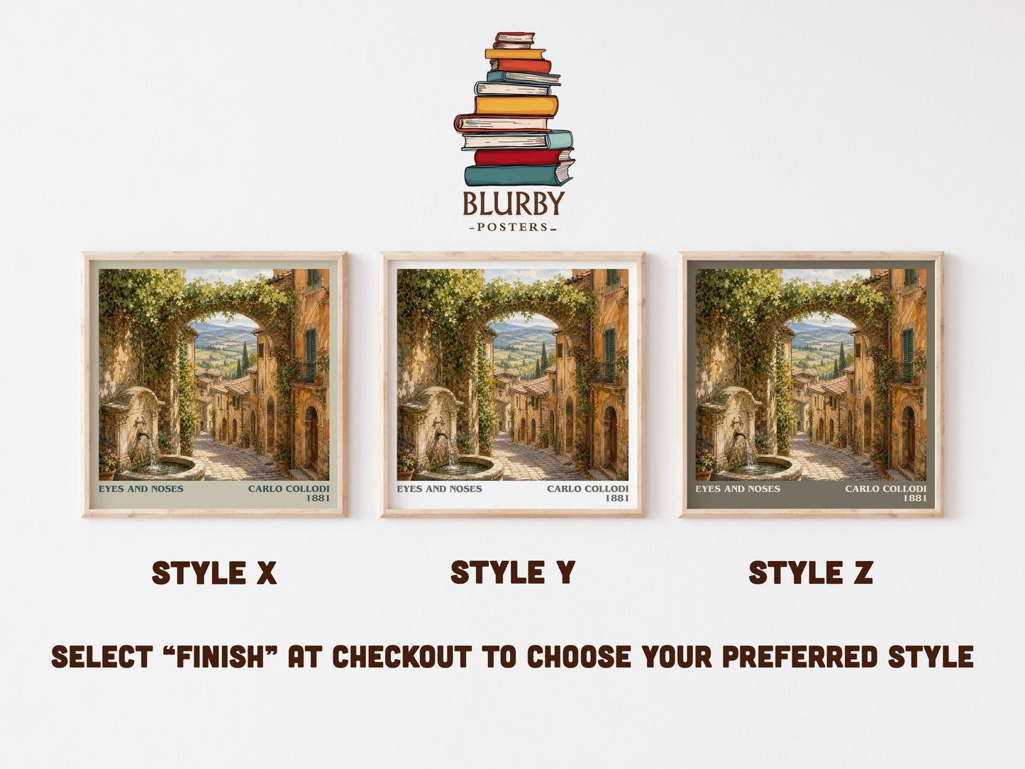 Eyes And Noses literary print in frame leaning in hallway – childrens wall art