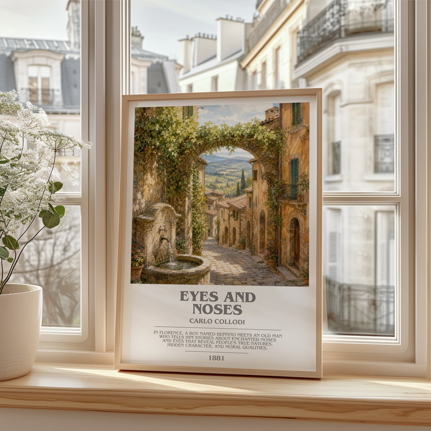 Eyes And Noses bookish poster colour and style options – Carlo Collodi book art