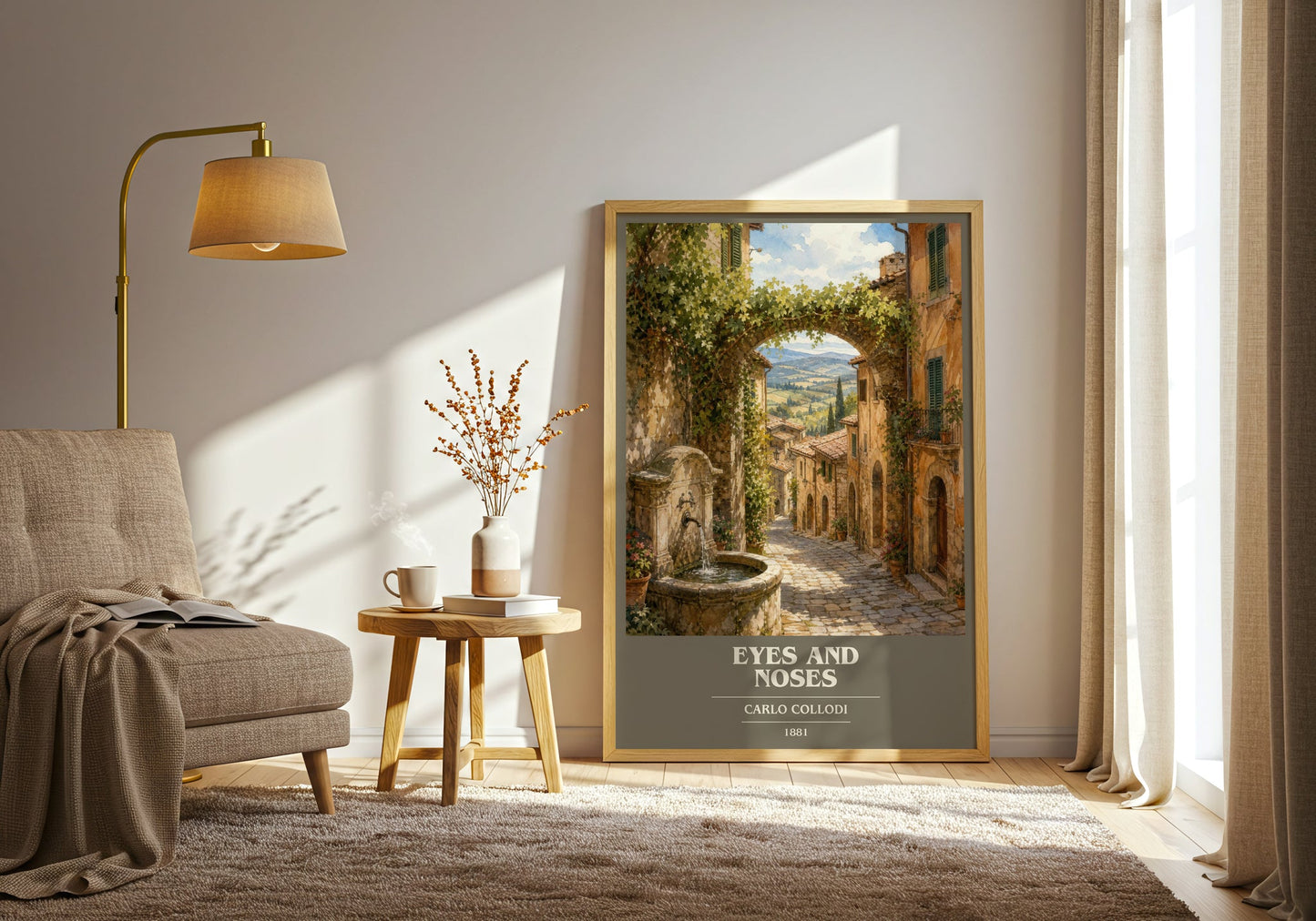 Eyes And Noses book cover print on bookshelf – Carlo Collodi fan gift