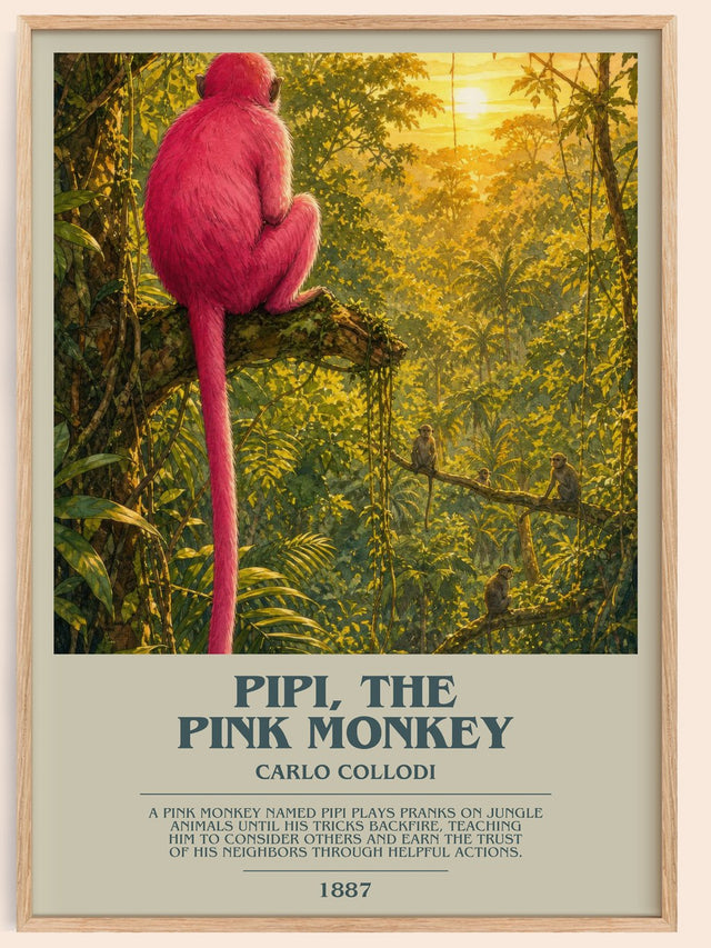 Pipi, The Pink Monkey Bookish Wall Art by Carlo Collodi