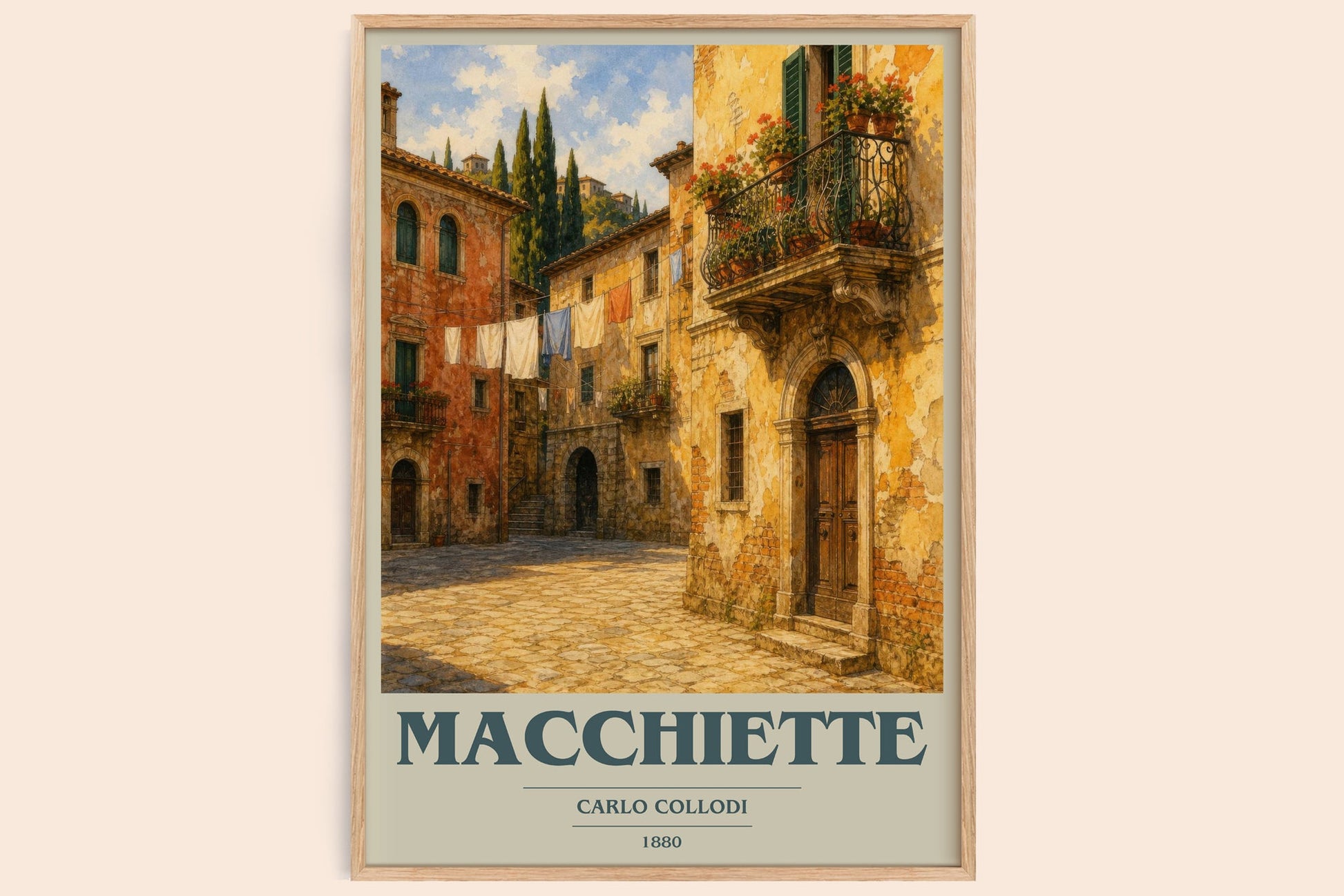 Macchiette book cover book poster by Carlo Collodi – framed literary art print