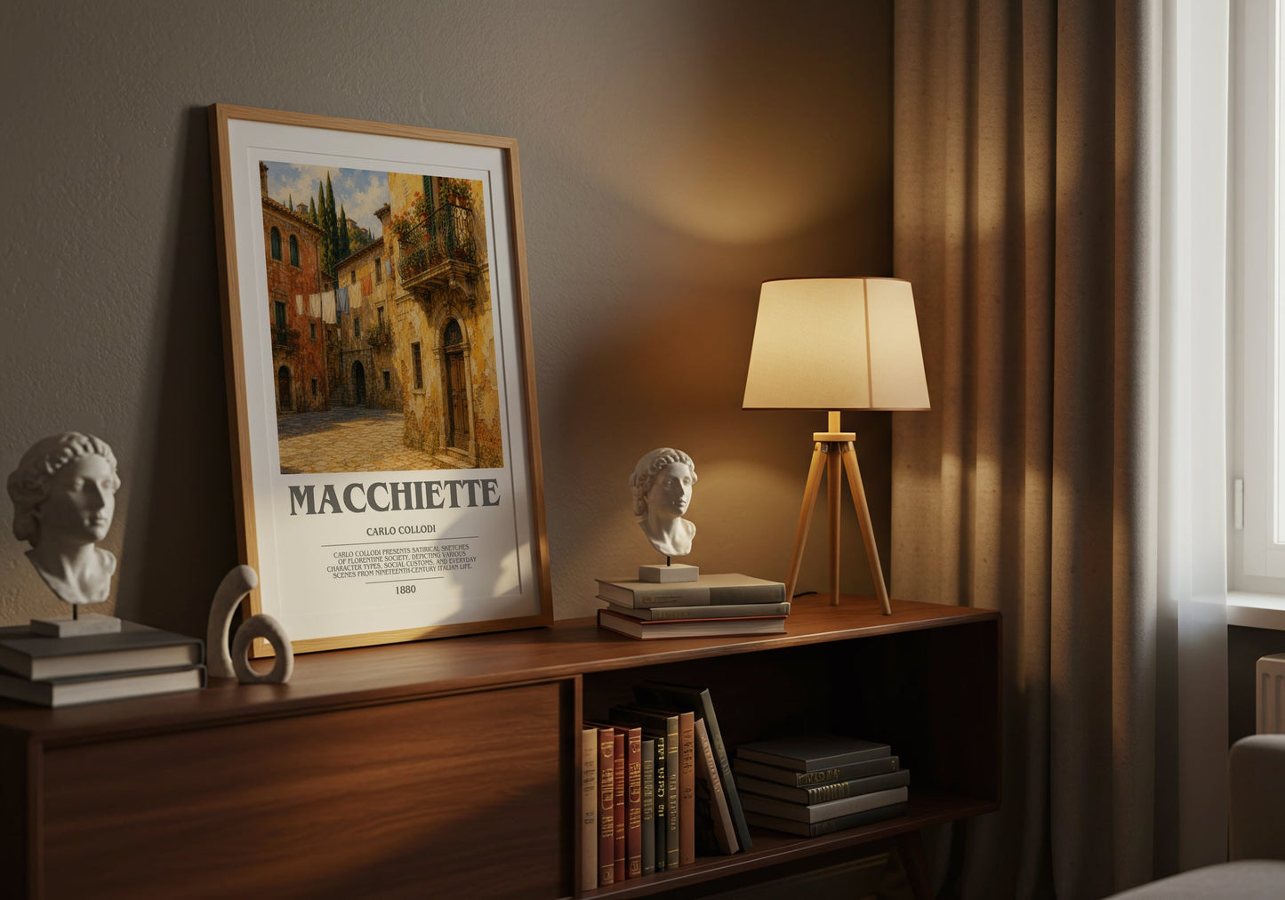 Macchiette bookish book poster framed on wall – classic literature wall art