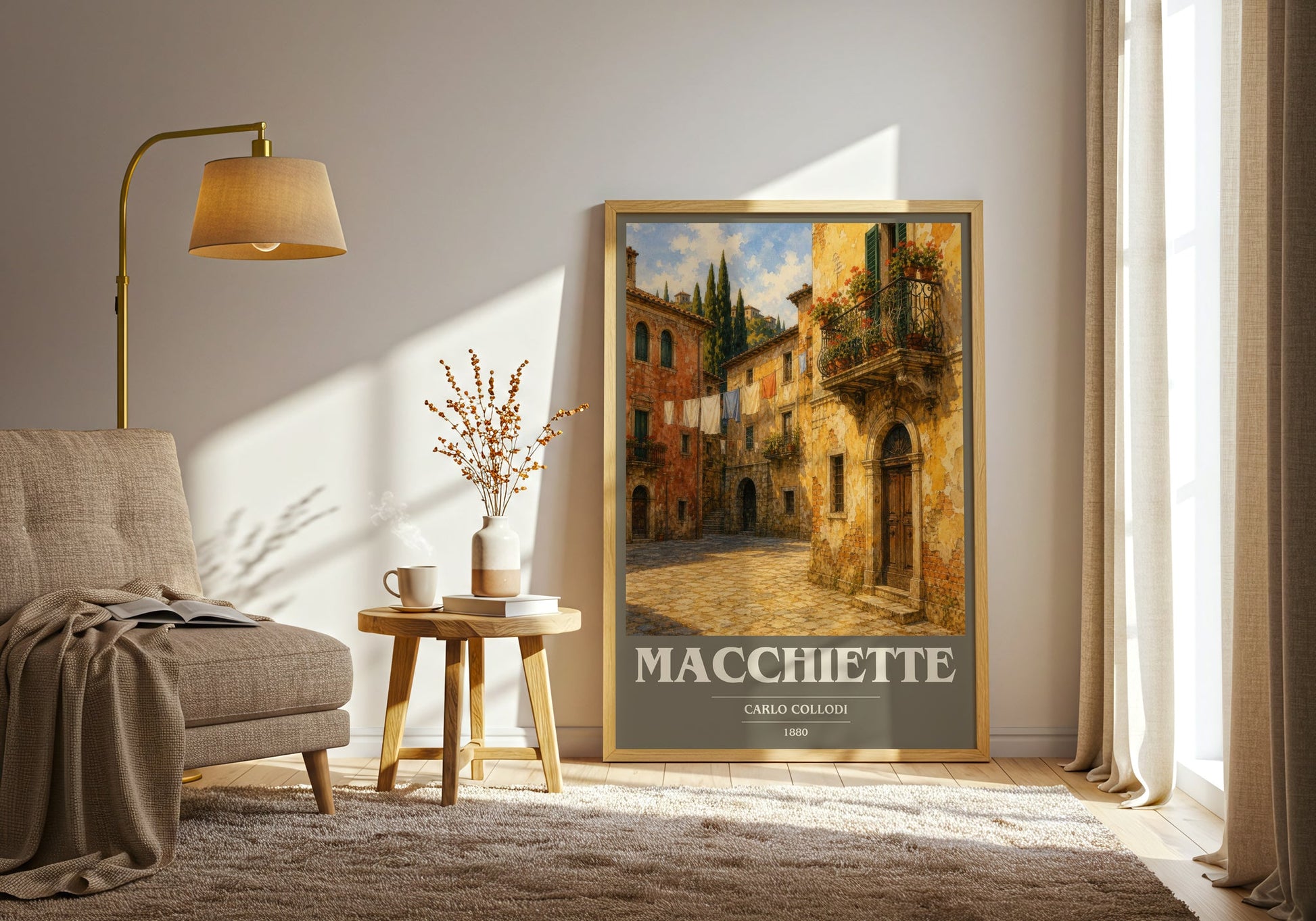 Macchiette book cover print on bookshelf – Carlo Collodi fan gift