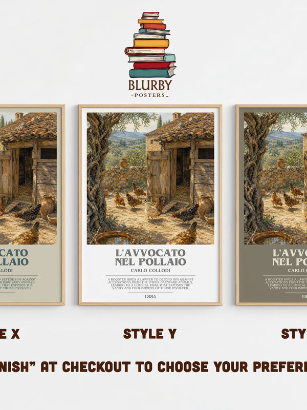 L'Avvocato Nel Pollaio bookish print in frame leaning in hallway – childrens wall art