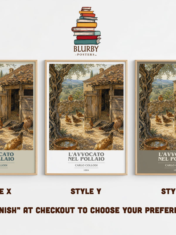L'Avvocato Nel Pollaio book cover print in frame leaning in hallway – childrens wall art
