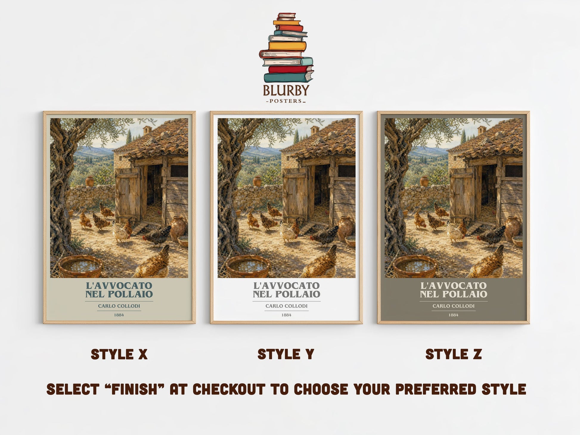 L'Avvocato Nel Pollaio book cover print in frame leaning in hallway – childrens wall art