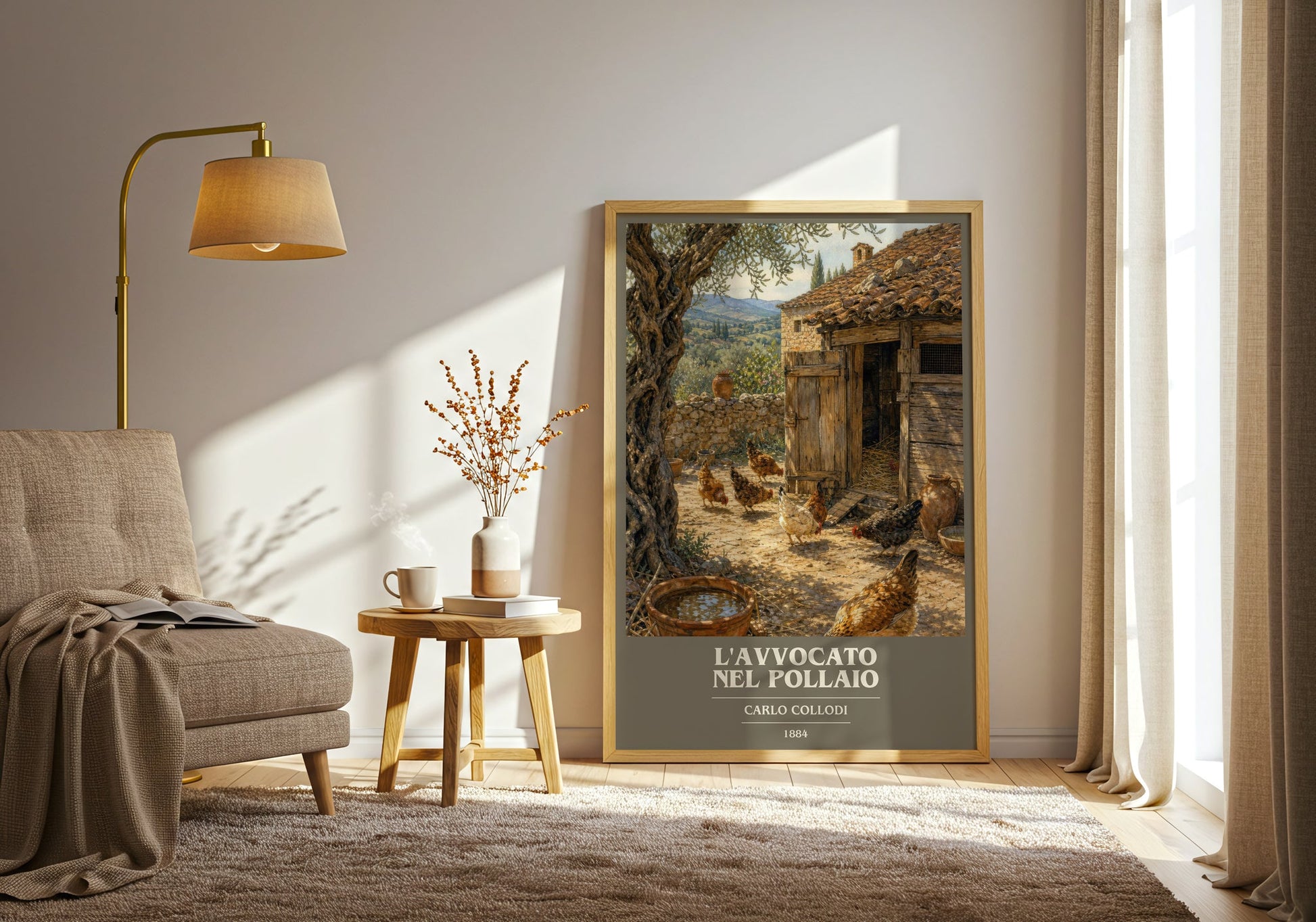 L'Avvocato Nel Pollaio book cover print on bookshelf – Carlo Collodi fan gift