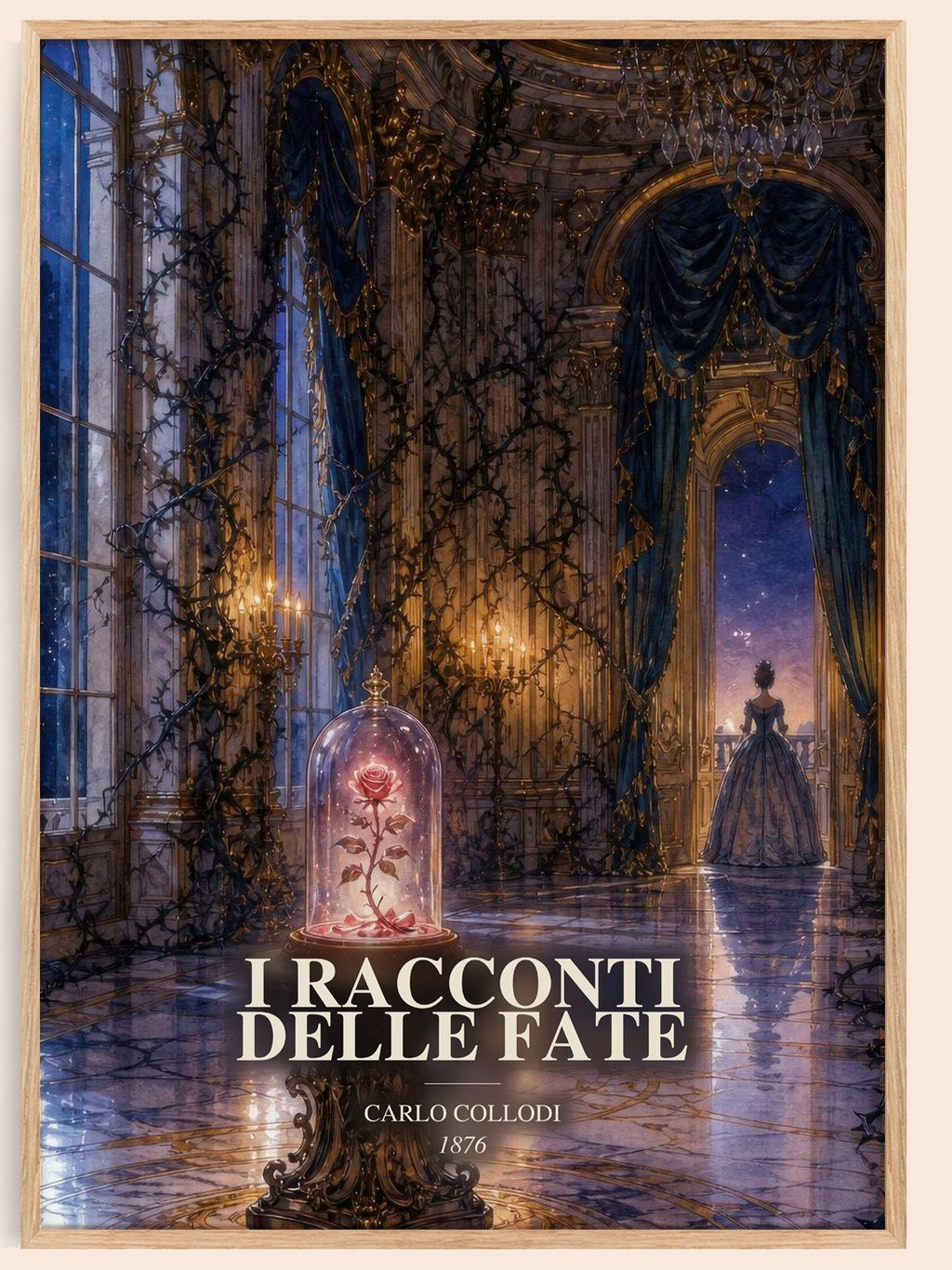 I Racconti Delle Fate watercolour book poster by Carlo Collodi – framed literary art print