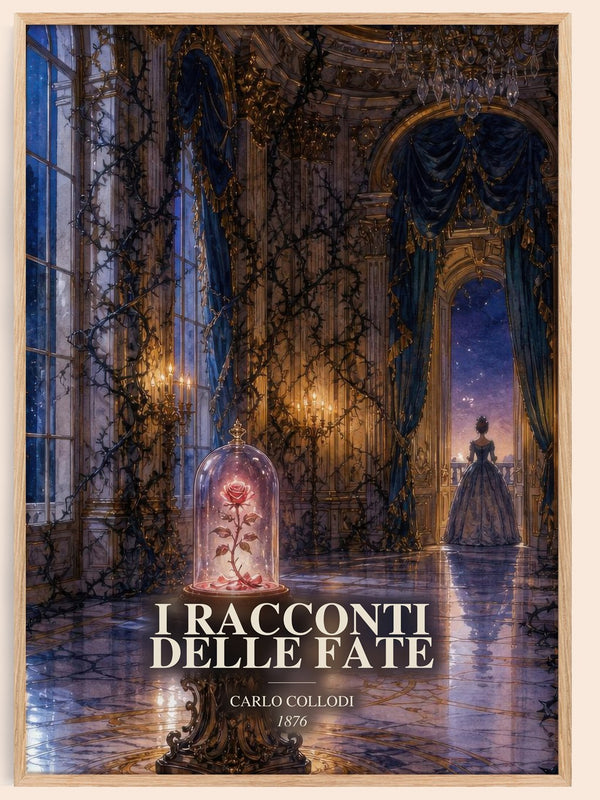 I Racconti Delle Fate watercolour book poster by Carlo Collodi – framed literary art print