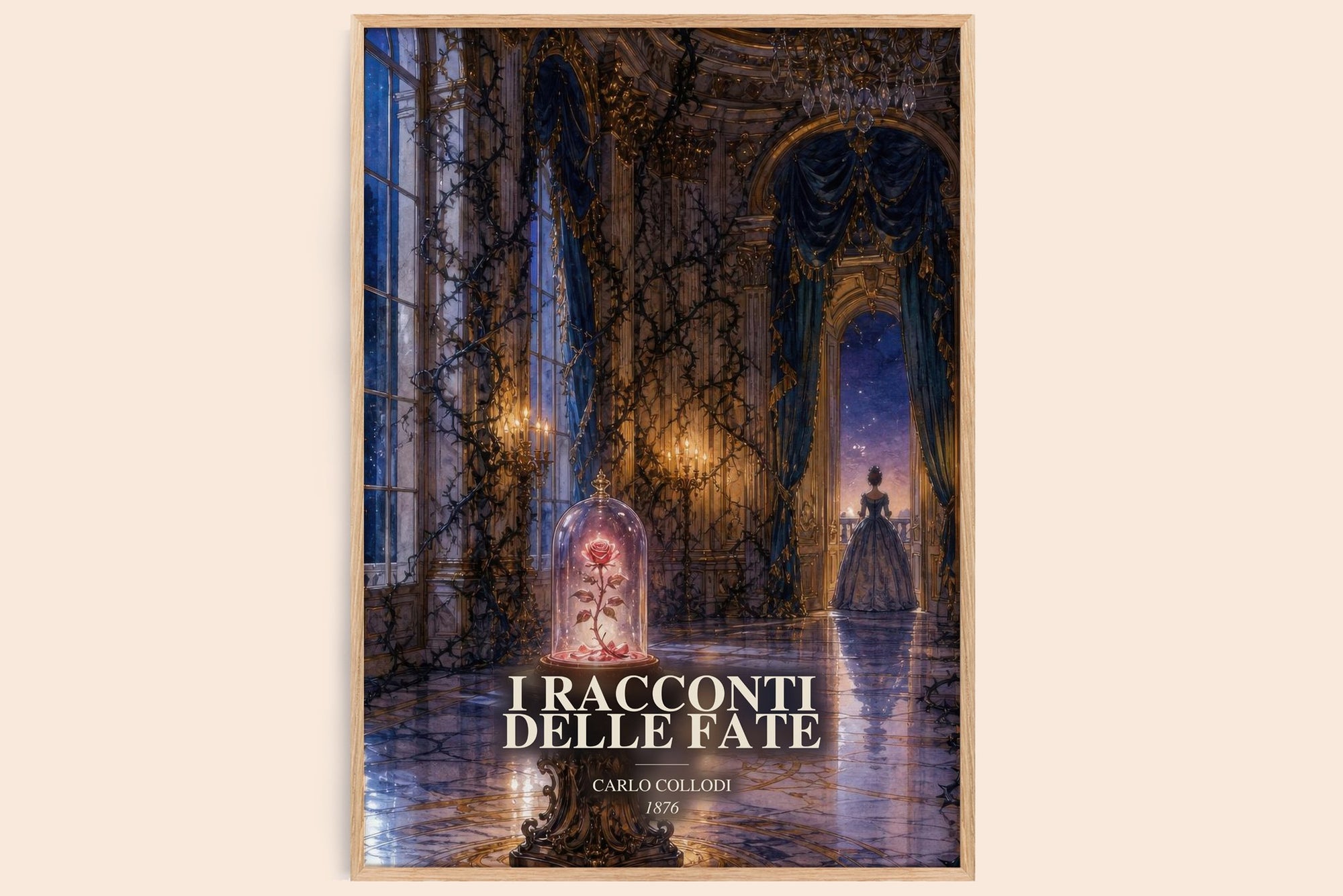 I Racconti Delle Fate watercolour book poster by Carlo Collodi – framed literary art print