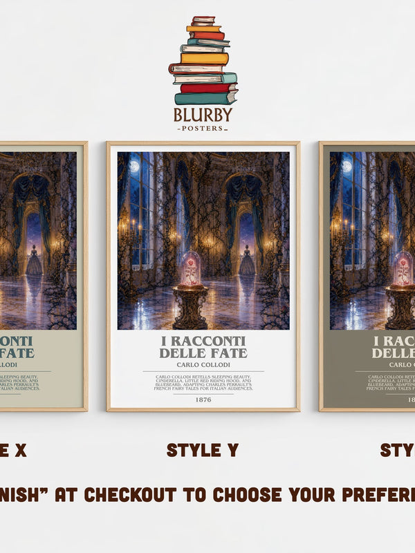 I Racconti Delle Fate bookish print in frame leaning in hallway – childrens wall art