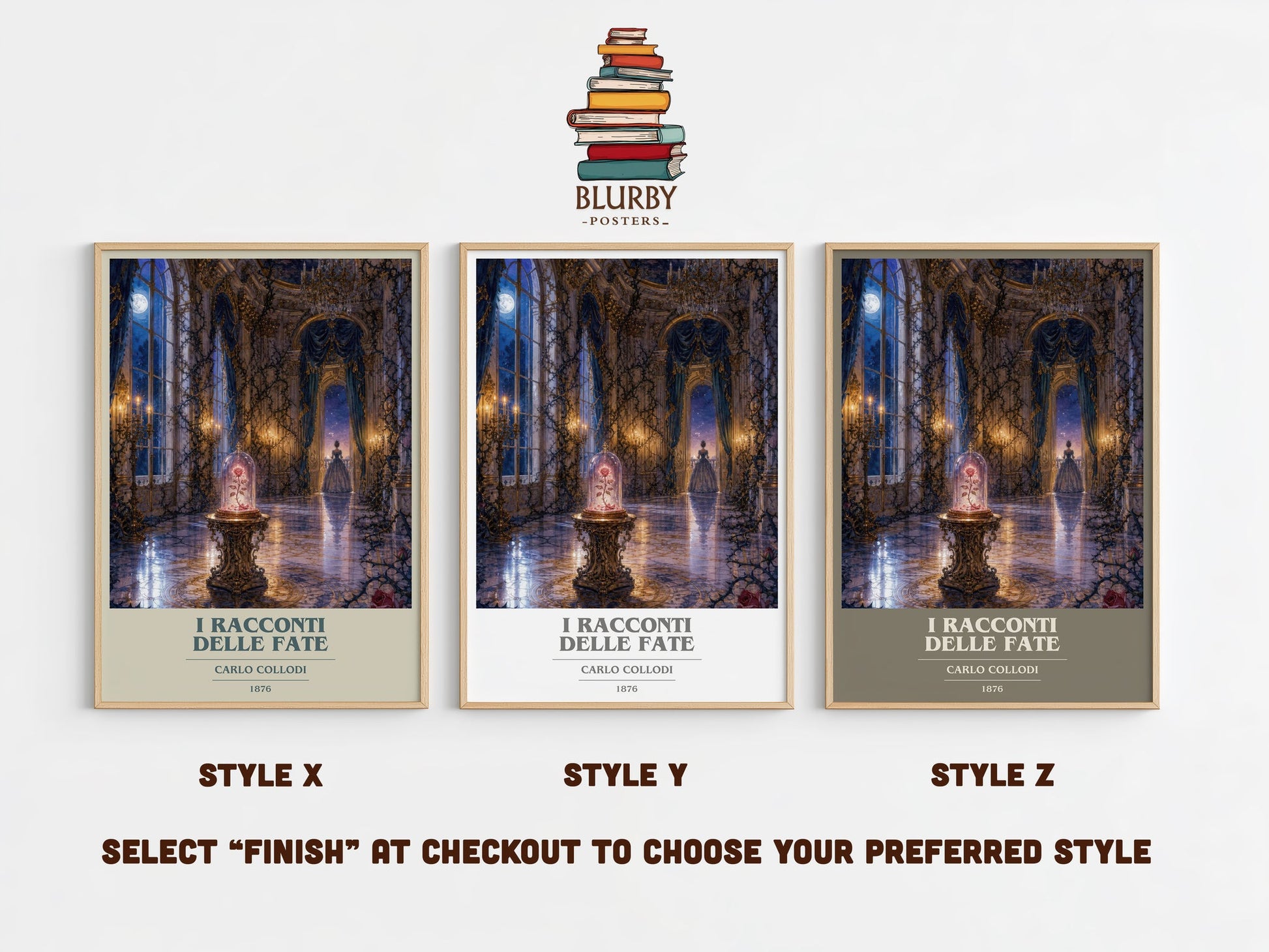 I Racconti Delle Fate book cover print in frame leaning in hallway – childrens wall art