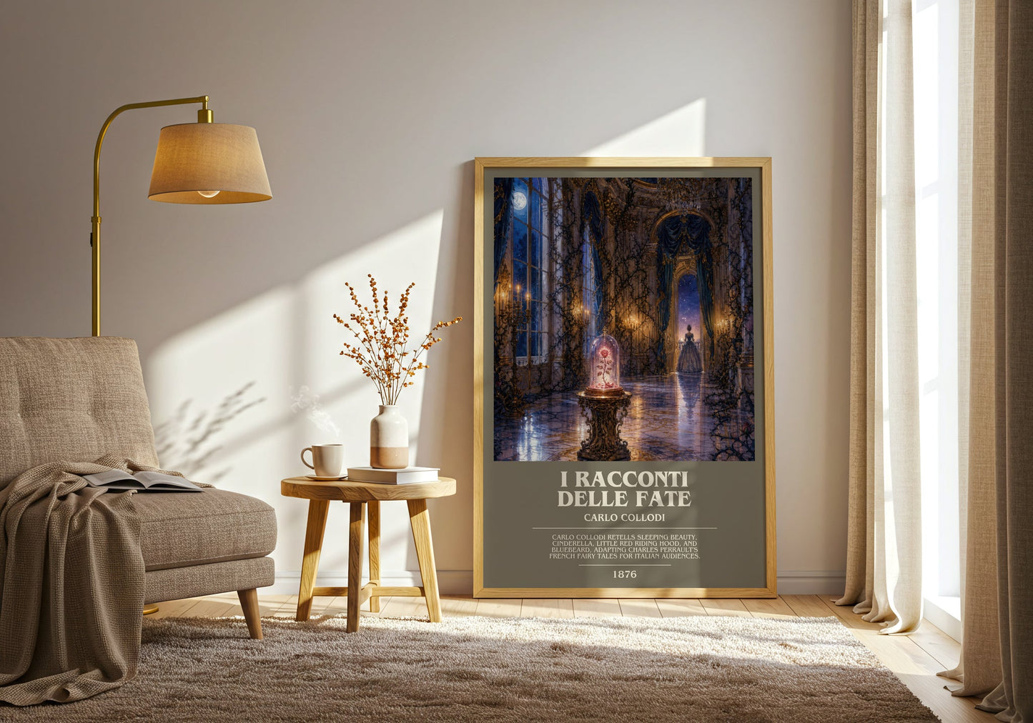 I Racconti Delle Fate bookish print on bookshelf – Carlo Collodi fan gift