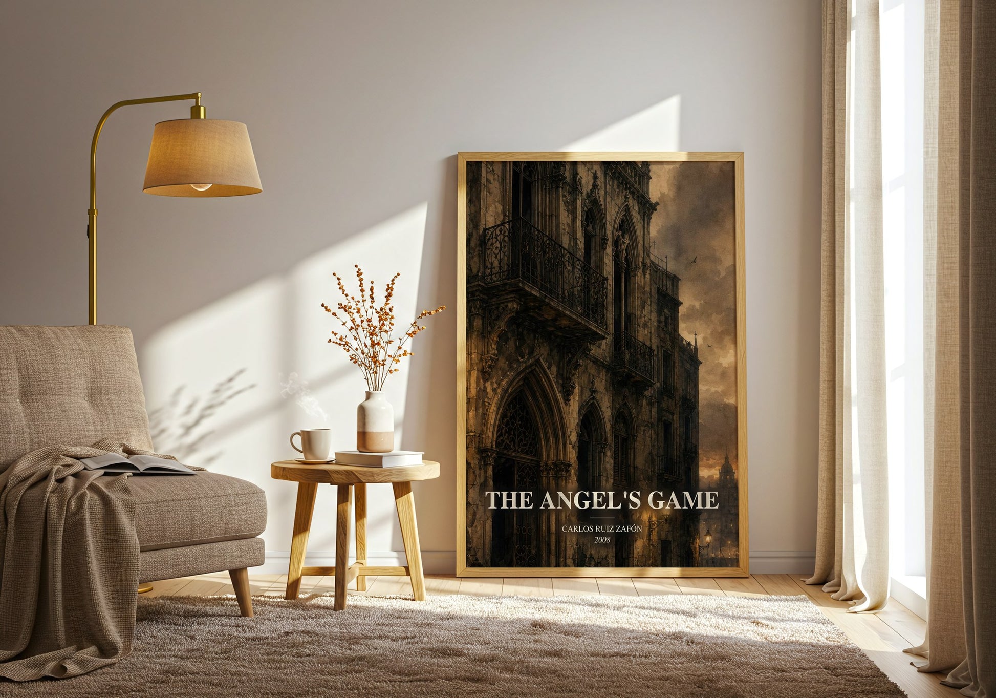The Angel'S Game watercolour print in frame leaning in hallway – mystery wall art