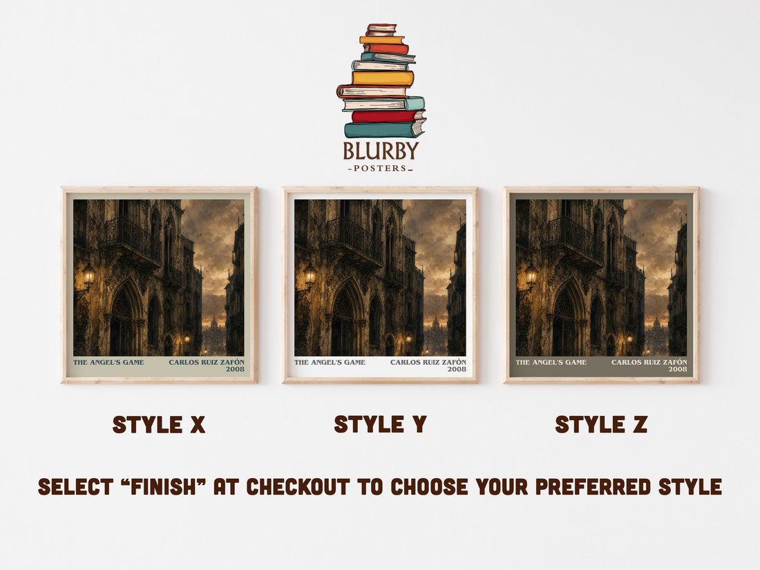 The Angel'S Game literary print in frame leaning in hallway – mystery wall art (mockup)