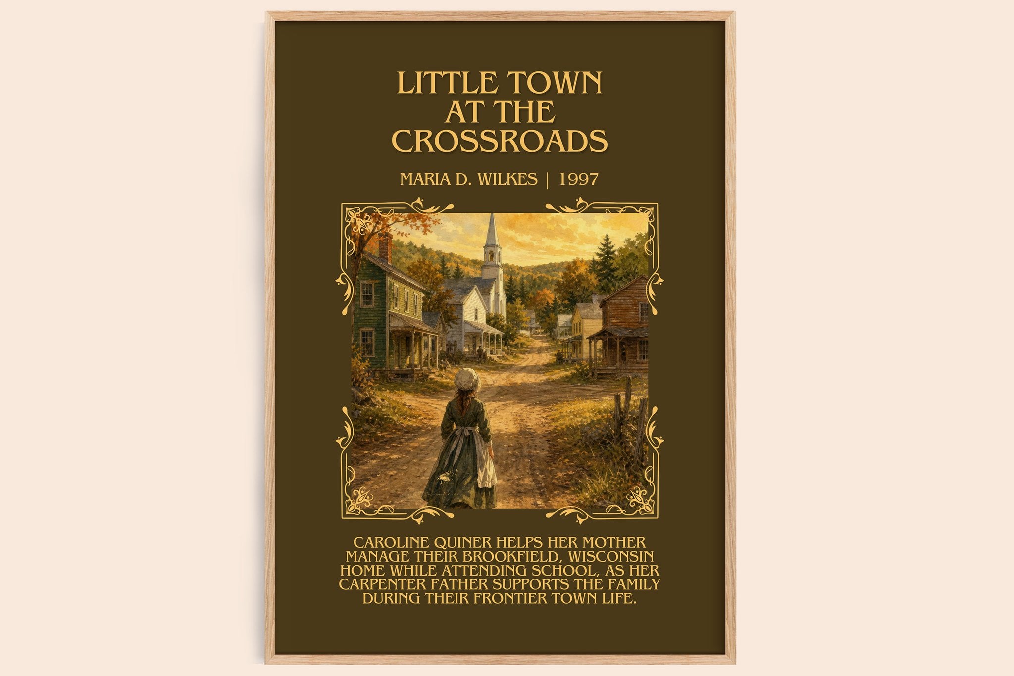 Little Town at the Crossroads Minimalist Book Poster by M. Wilkes
