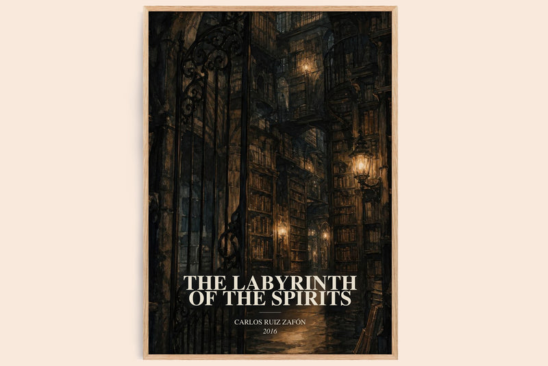 The Labyrinth Of The Spirits watercolour book poster by Carlos Ruiz Zafón – framed literary art print