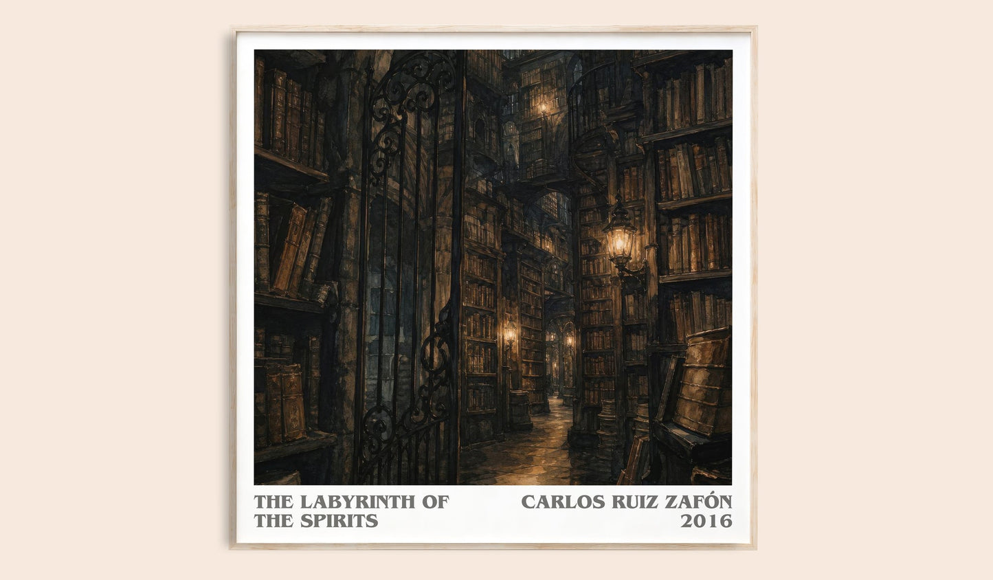 The Labyrinth Of The Spirits literary book poster by Carlos Ruiz Zafón – framed literary art print