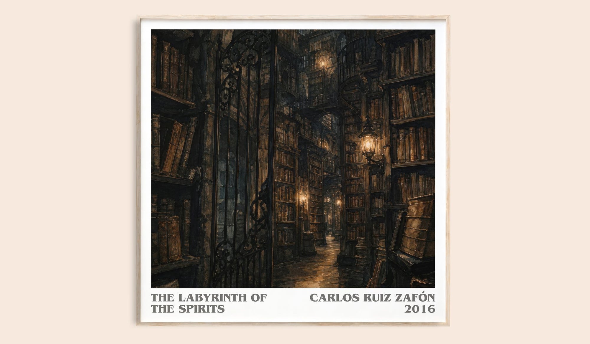 The Labyrinth Of The Spirits literary book poster by Carlos Ruiz Zafón – framed literary art print