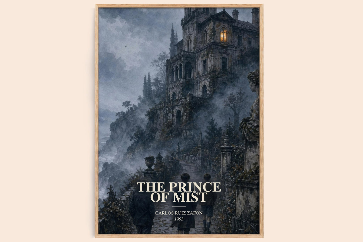 The Prince Of Mist watercolour book poster by Carlos Ruiz Zafón – framed literary art print