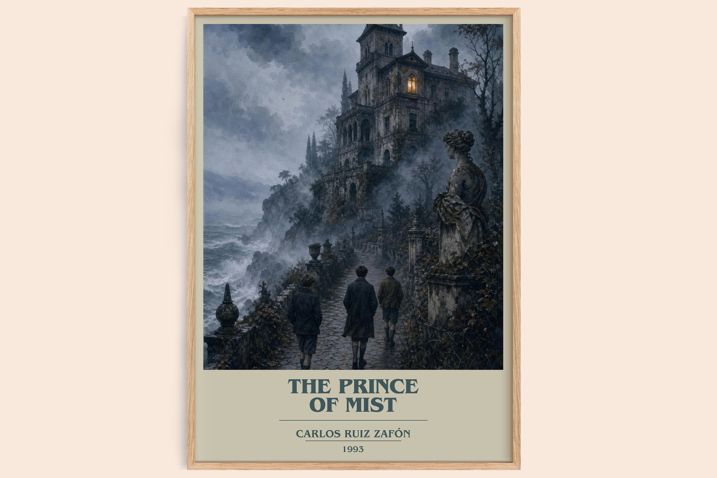 The Prince Of Mist book cover book poster by Carlos Ruiz Zafón – framed literary art print
