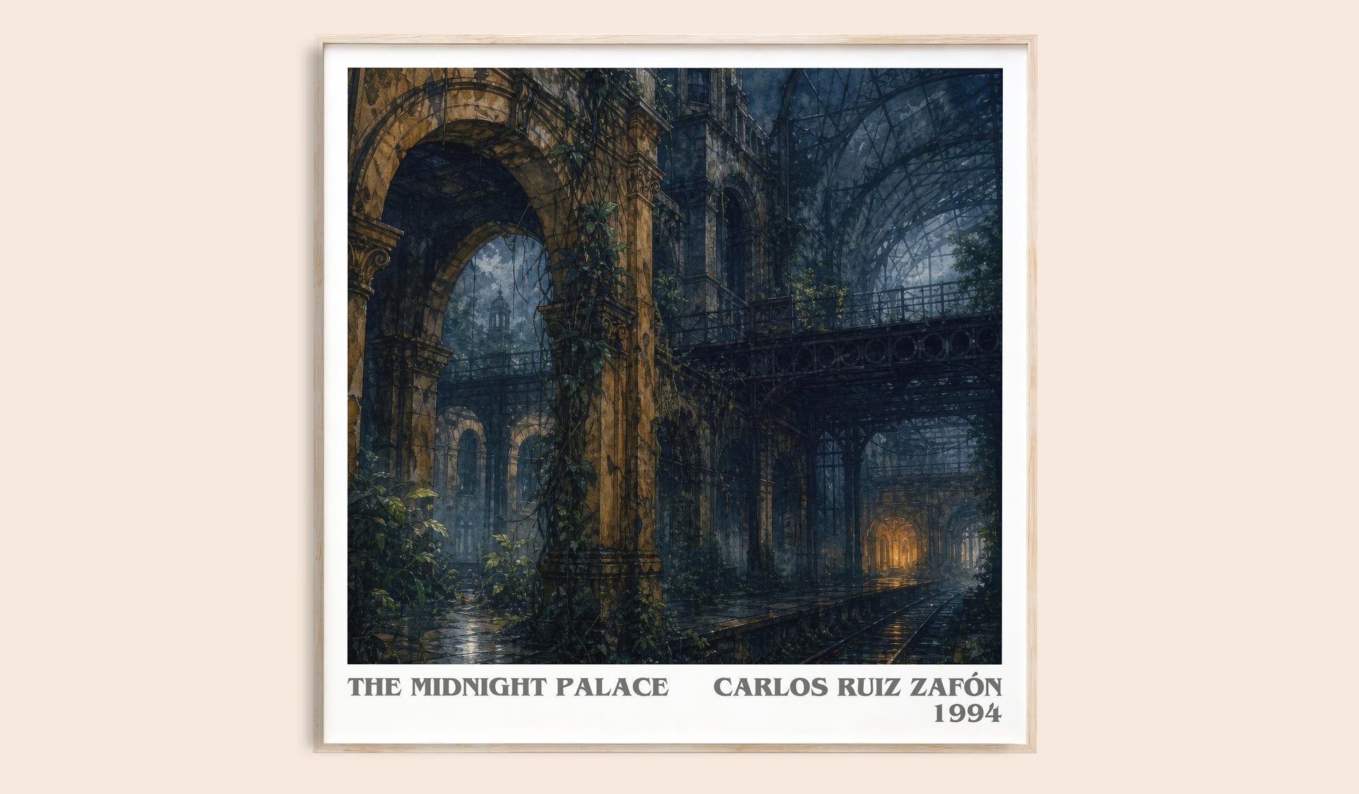 The Midnight Palace literary book poster by Carlos Ruiz Zafón – framed literary art print
