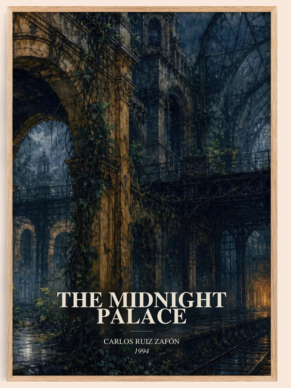 The Midnight Palace watercolour book poster by Carlos Ruiz Zafón – framed literary art print