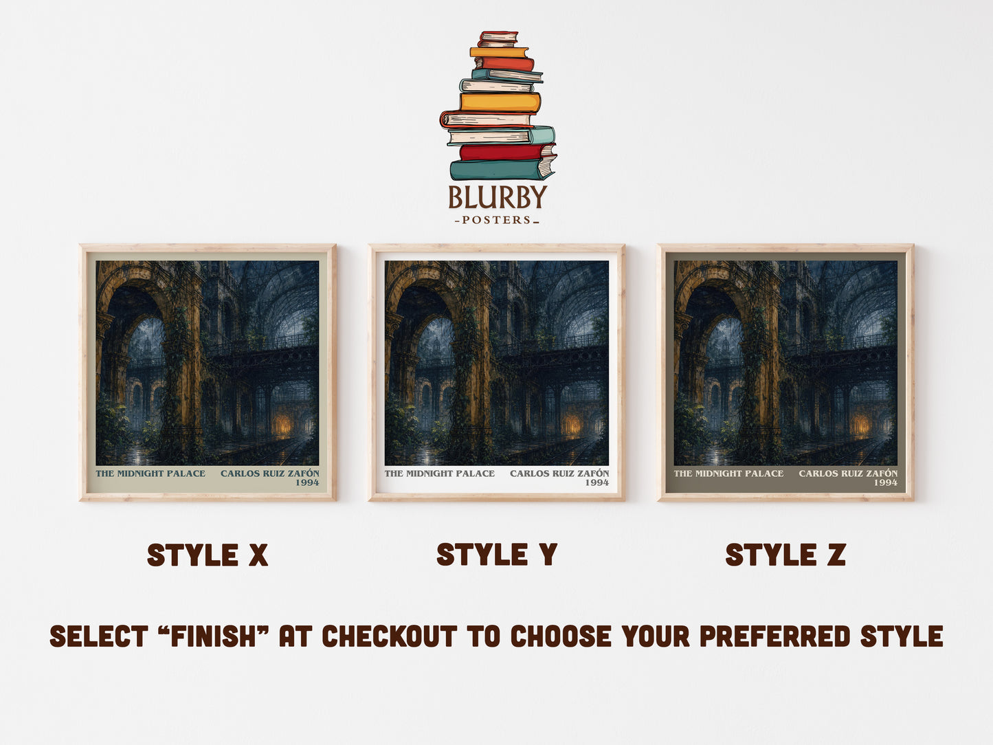The Midnight Palace literary print in frame leaning in hallway – young adult wall art