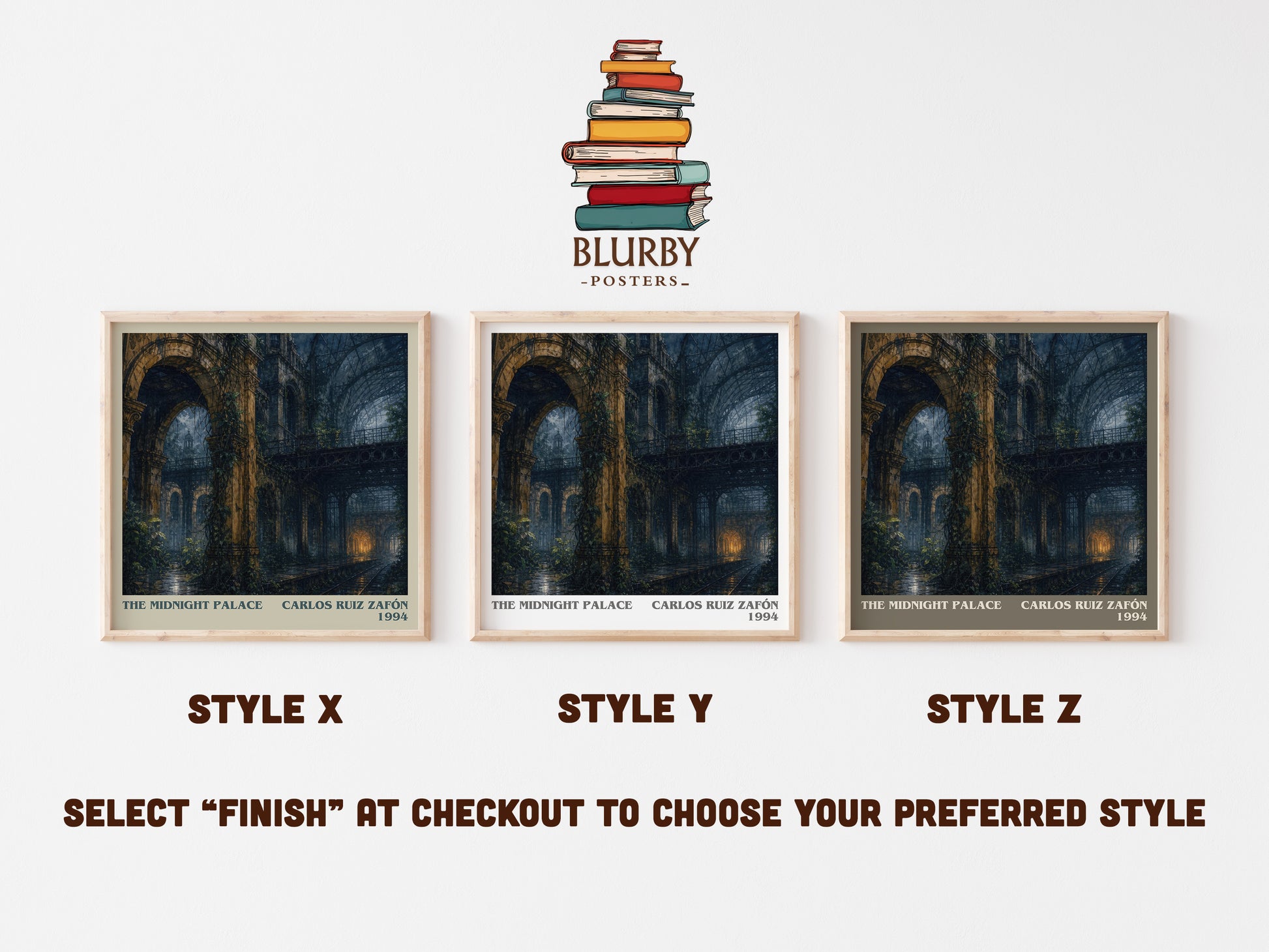 The Midnight Palace literary print in frame leaning in hallway – young adult wall art