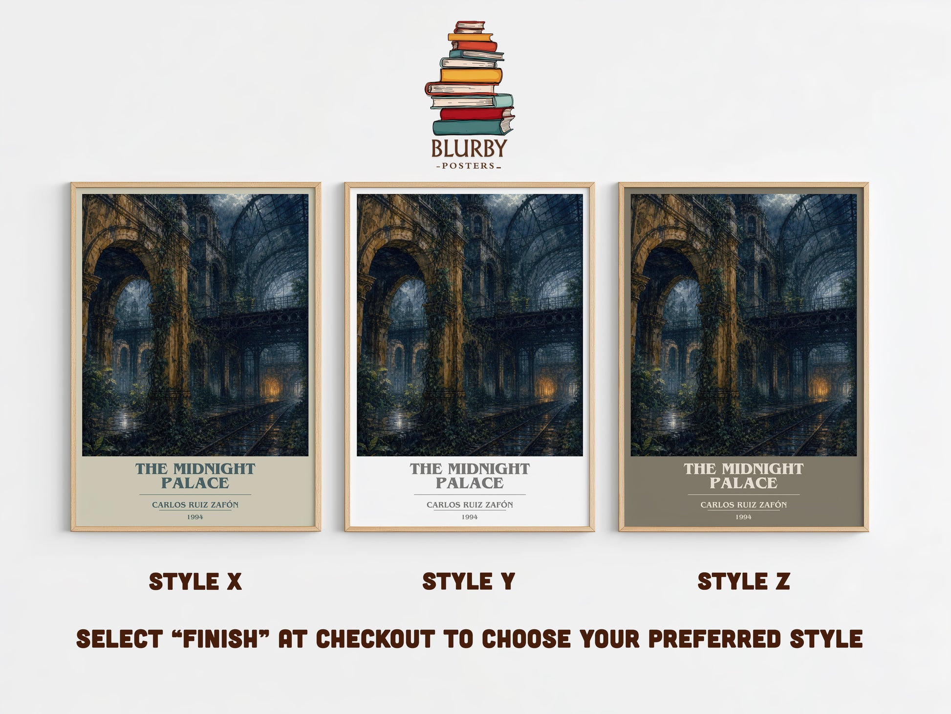 The Midnight Palace book cover print in frame leaning in hallway – young adult wall art