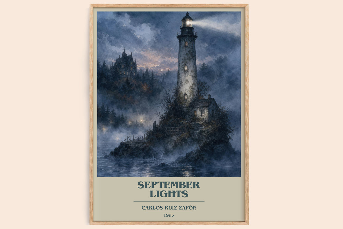 September Lights book cover book poster by Carlos Ruiz Zafón – framed literary art print