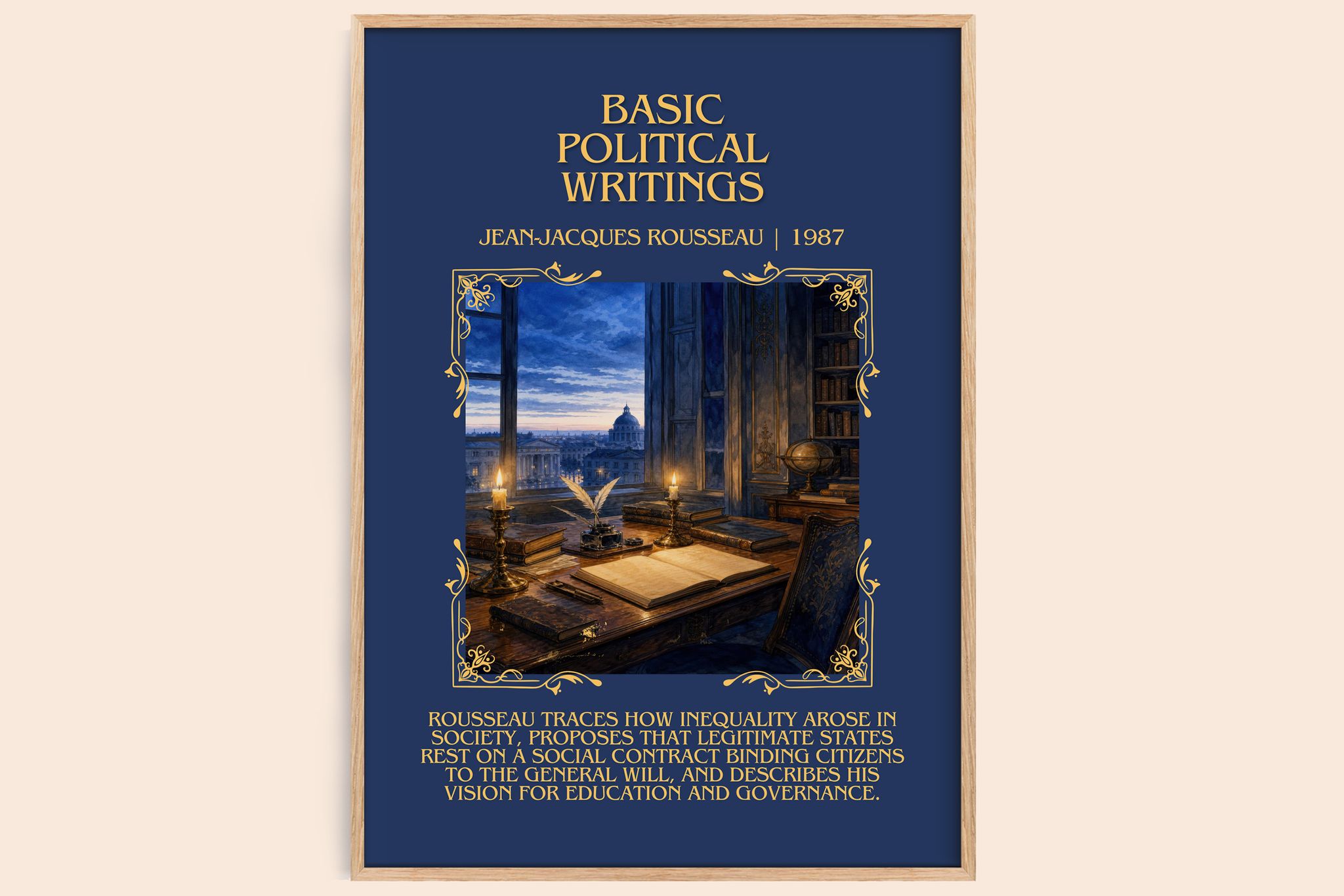 Basic political writings Minimalist Book Poster by J. Rousseau