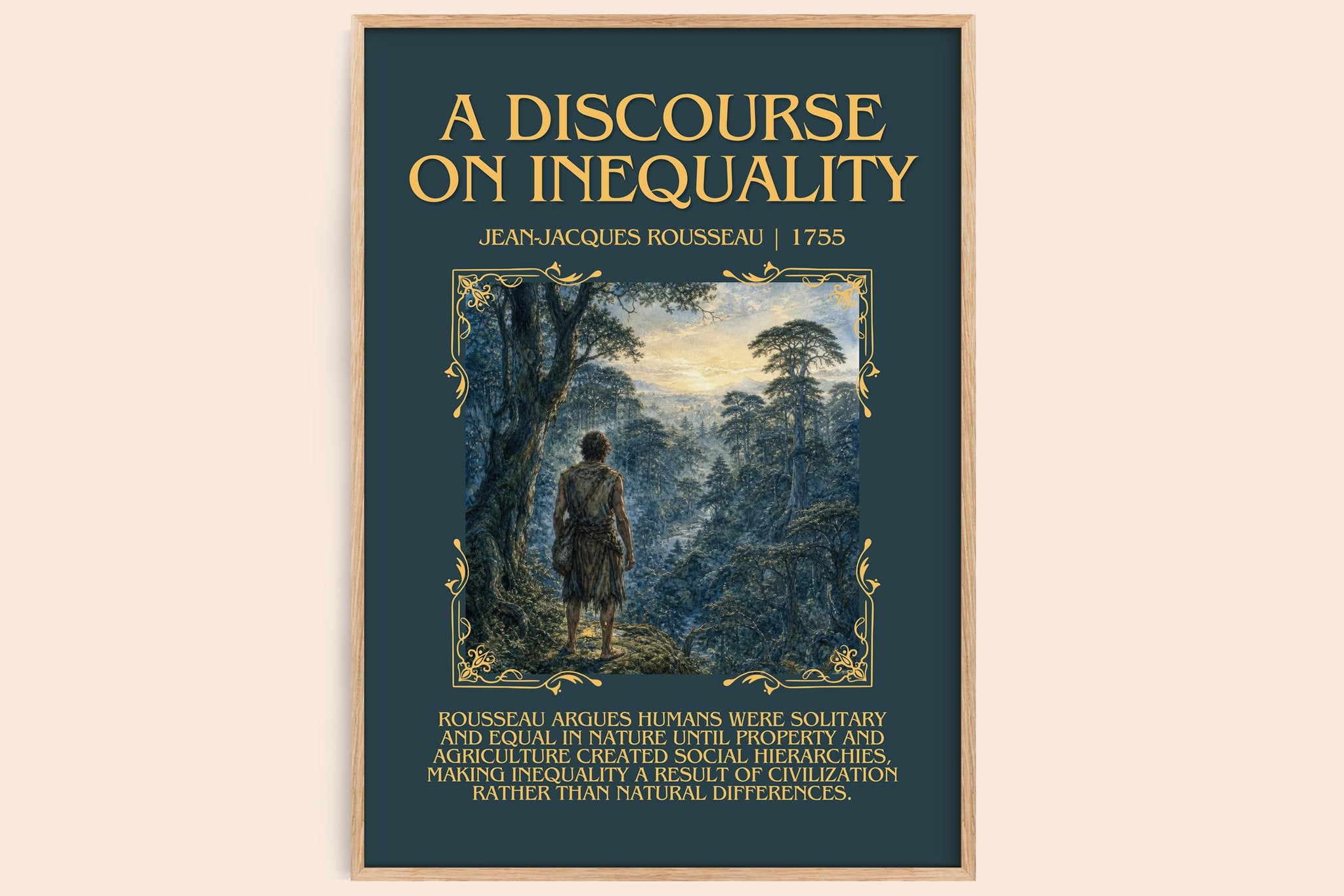 discourse on inequality Minimalist Book Poster by J. Rousseau