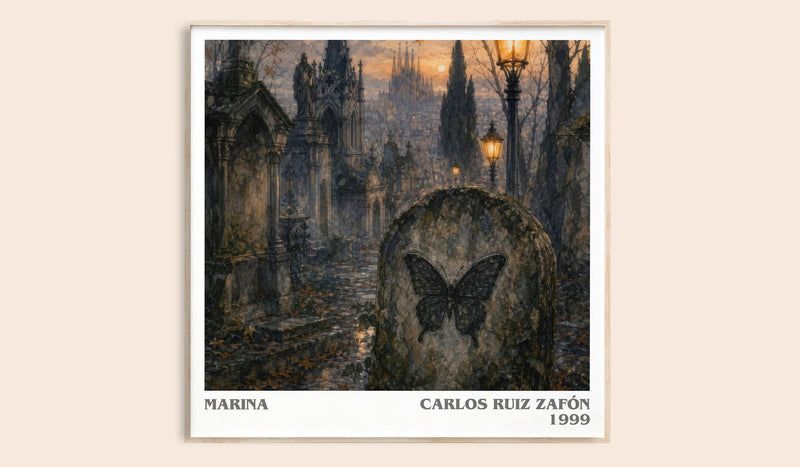 Marina literary book poster by Carlos Ruiz Zafón – framed literary art print