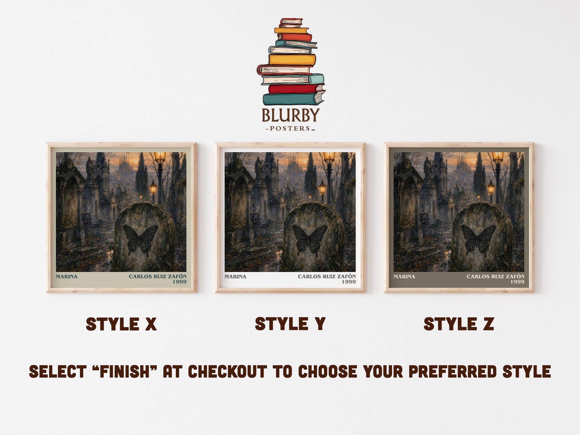 Marina literary print in frame leaning in hallway – gothic wall art
