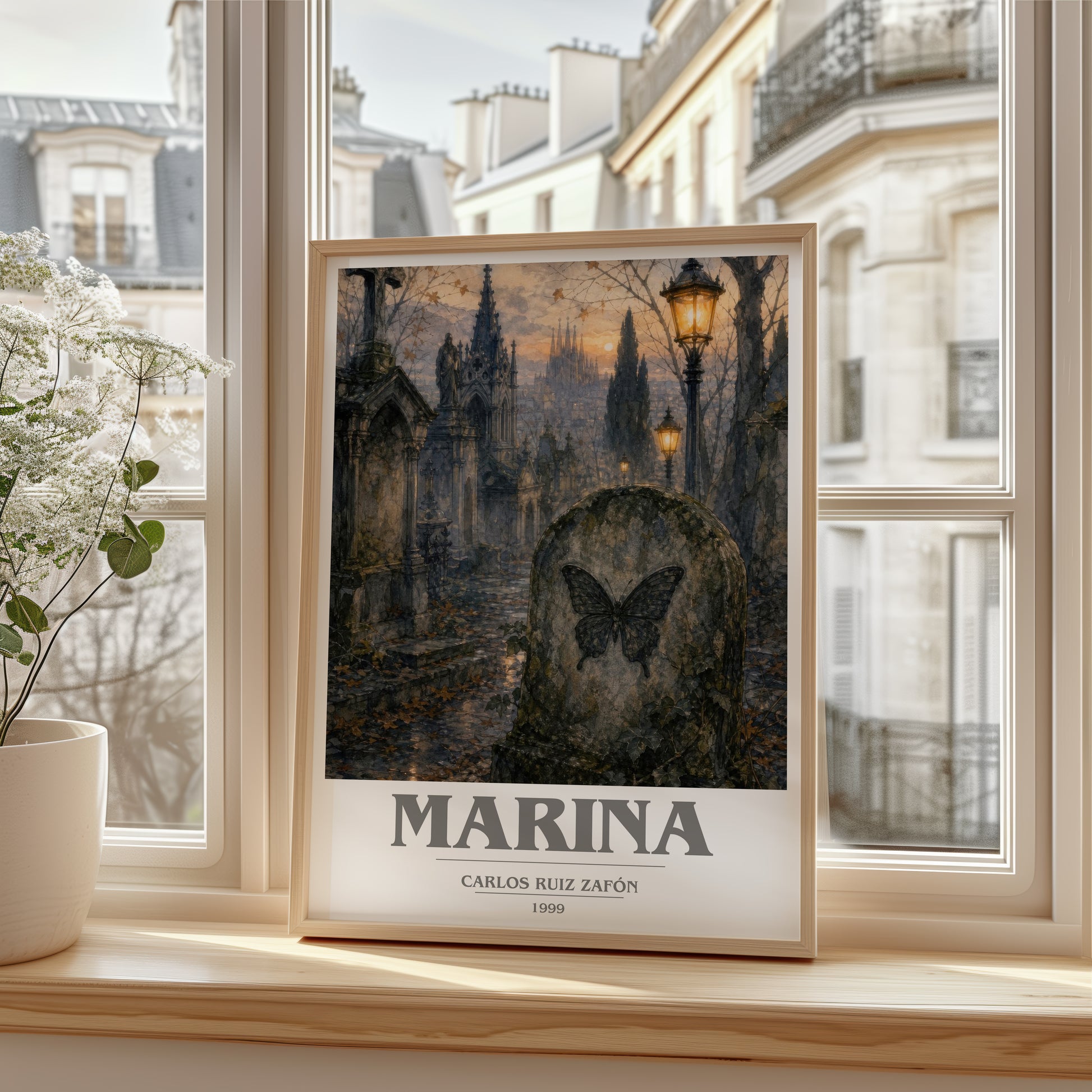 Marina book cover poster colour and style options – Carlos Ruiz Zafón book art